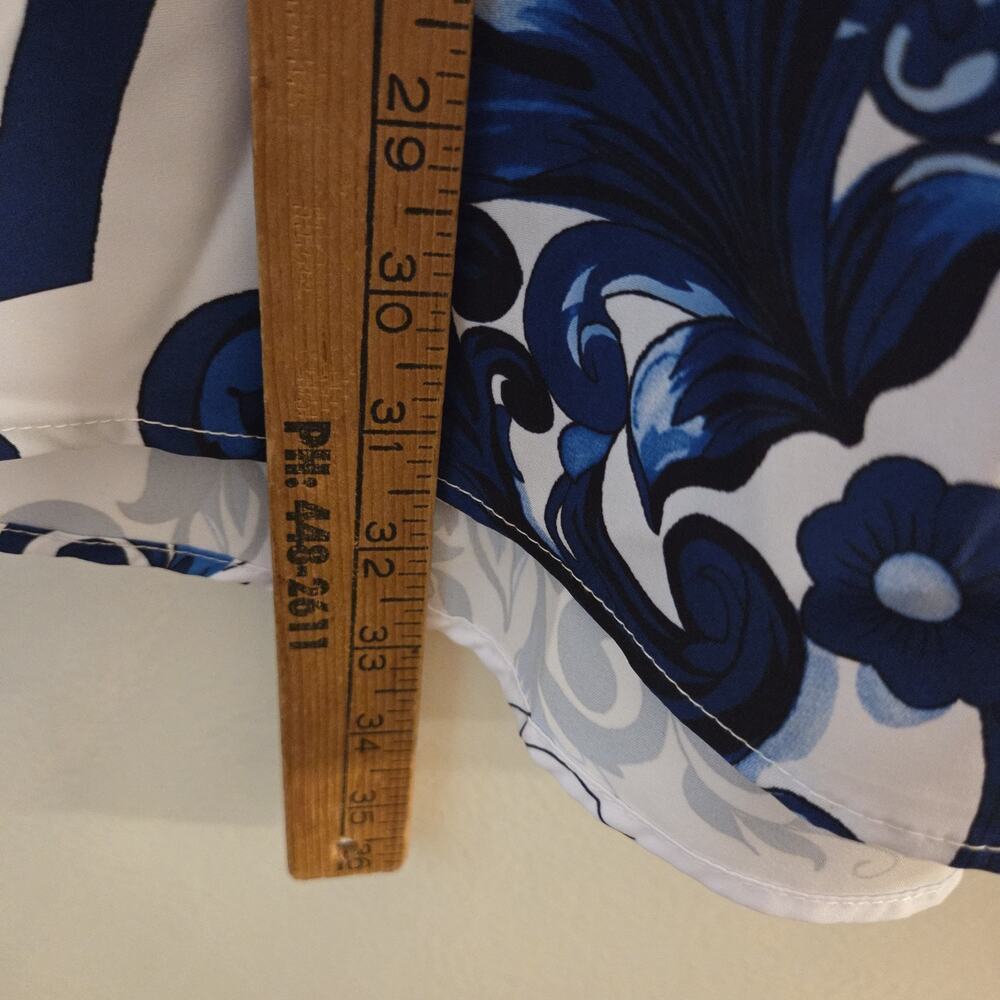 PREMIERE Men Shirt XXL 2XL Long Sleeve Button Down Blue White Tile Baroque NWT - Picture 9 of 9